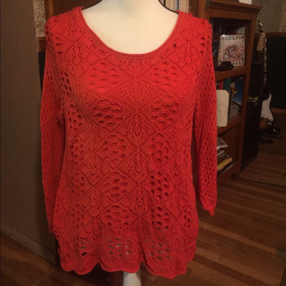 Autumn orange knit sweater